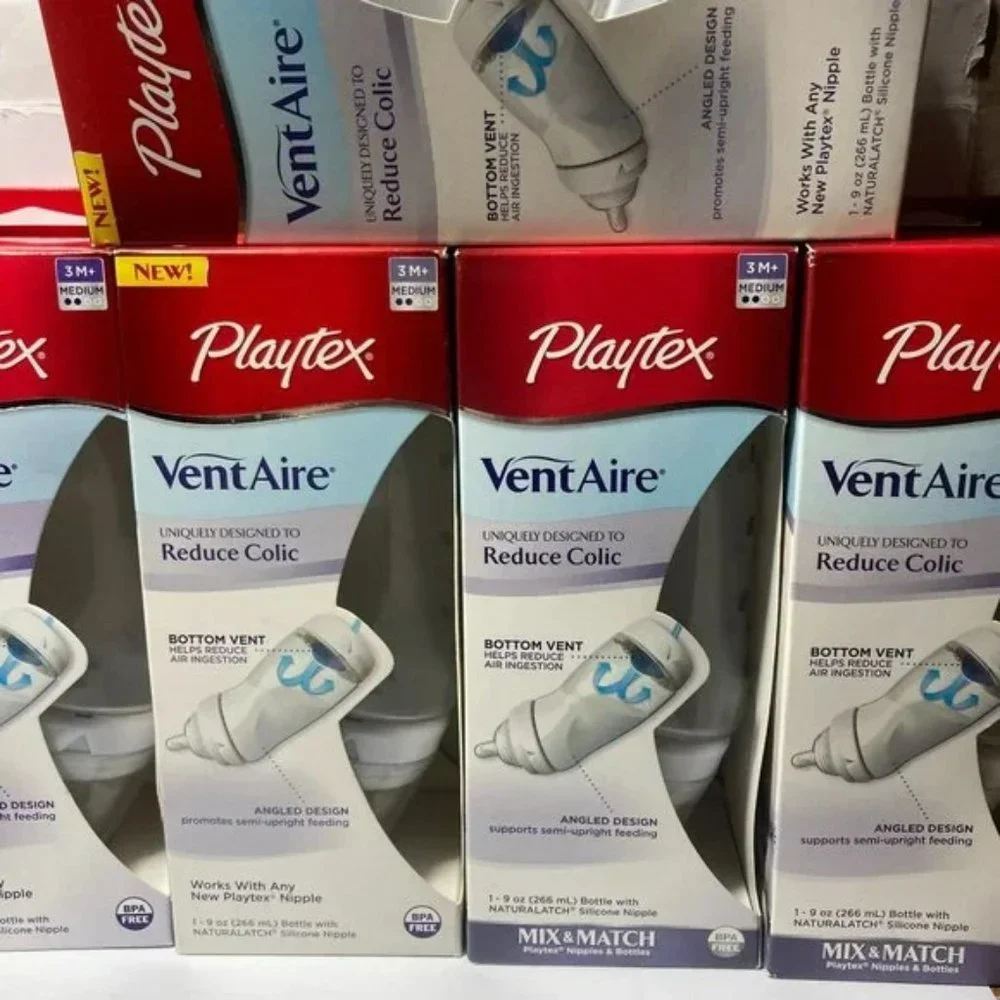 Playtex VentAire Bottom Vent Angled Baby Bottle 9oz NaturaLatch Silicone Nipple